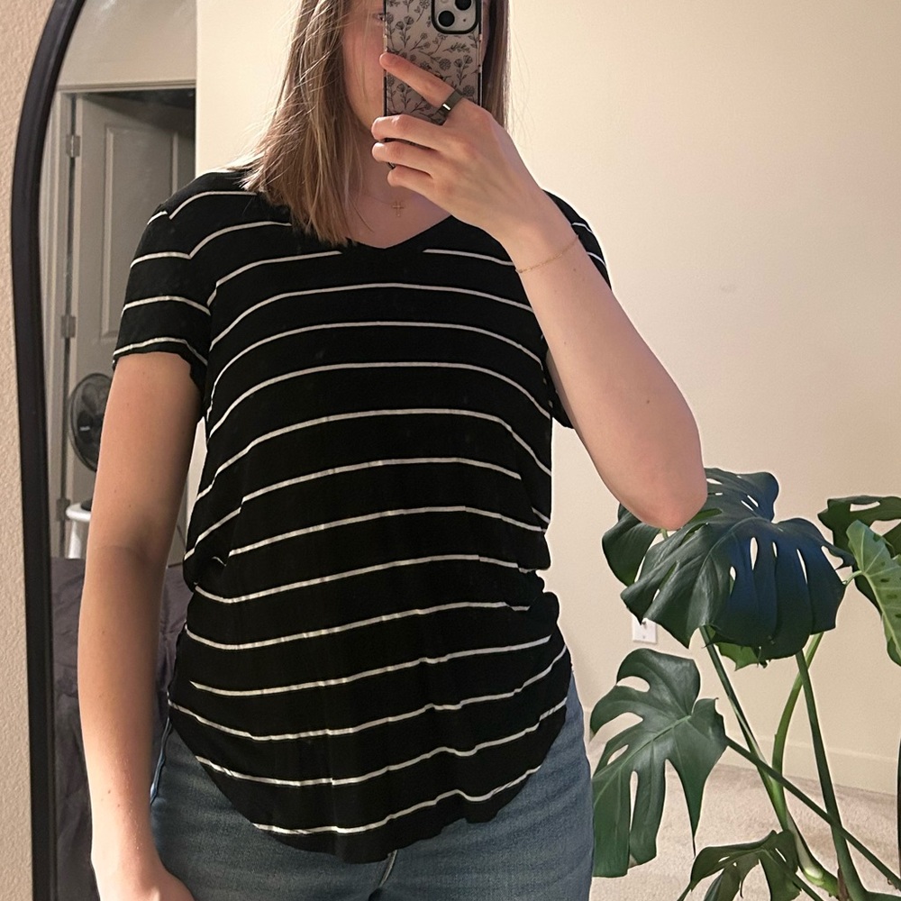 SO Black and White Striped Short Sleeve Tee